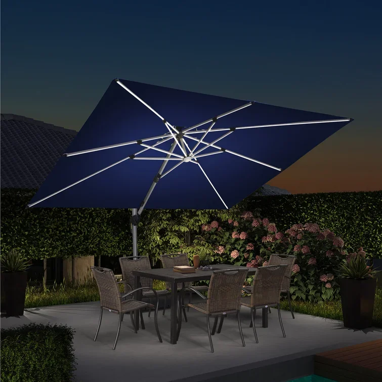 Wholesale Cantilever Roman Umbrella 12ft solar umbrella base LED Parasols Patio Garden Outdoor Cafe Umbrella