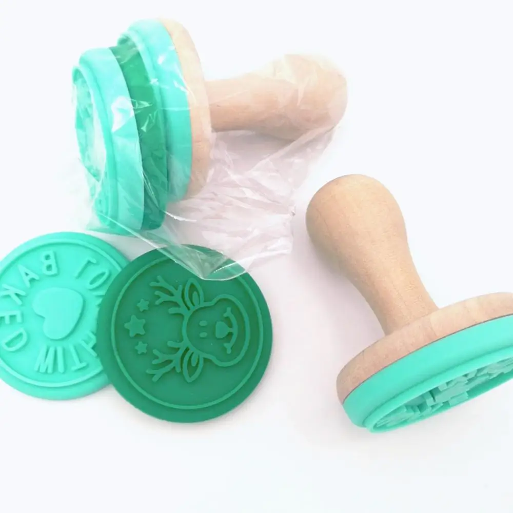 Маленький Штамп для украшения печенья с деревянной ручкой