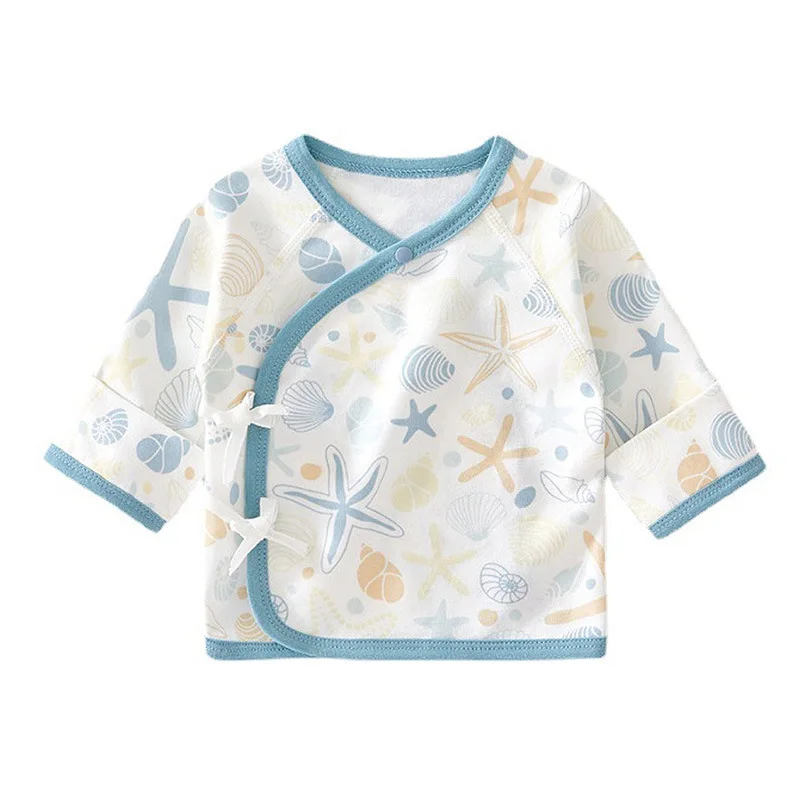 Newborn Semi-Back Clothing Boneless Sewing Clothes Baby Cotton Long-Sleeved Top Gown Underwear For Babies