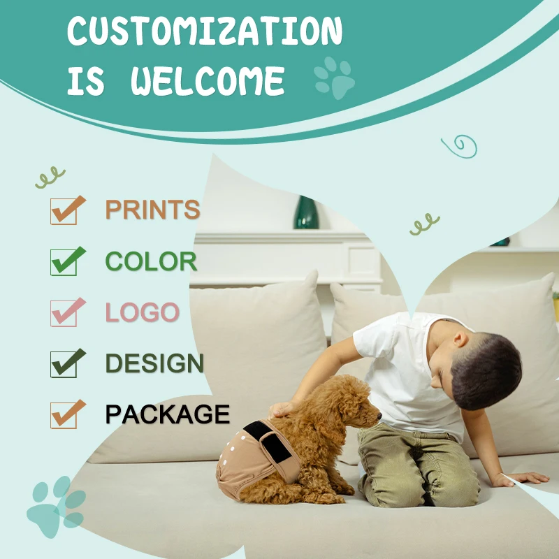 XS -XL Dog Sanitary Pant with Suspender Breathable Cotton Washable Pet Physiological Pants Female Pet Waterproof Diapers