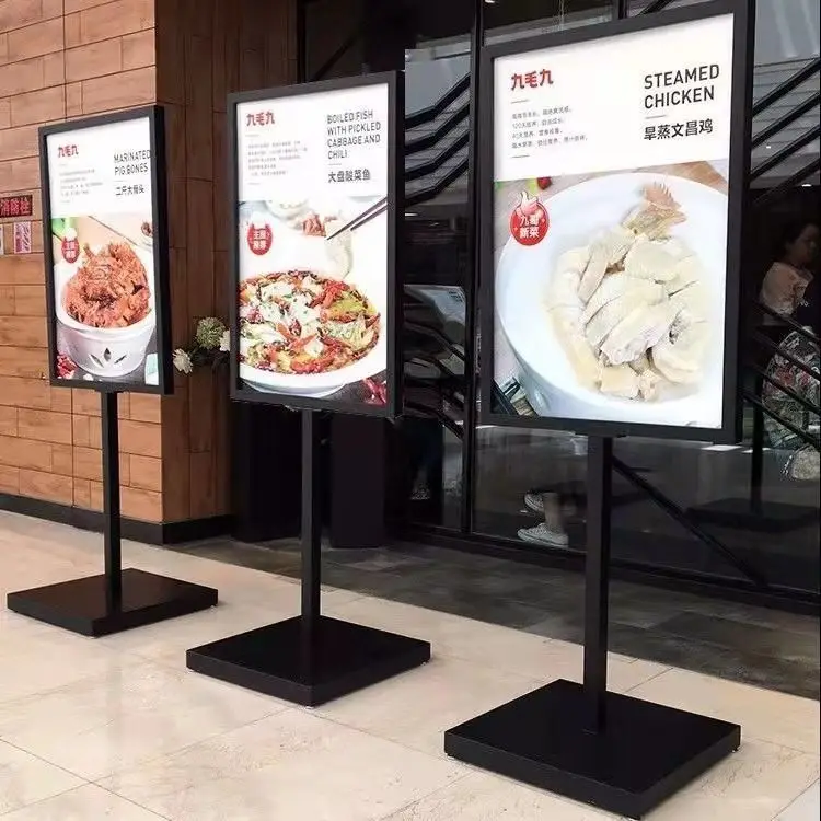 Aluminum Frame Menu Board floor stand sign retail metal frame display indoor billboard advertising equipment Poster Snap Frame