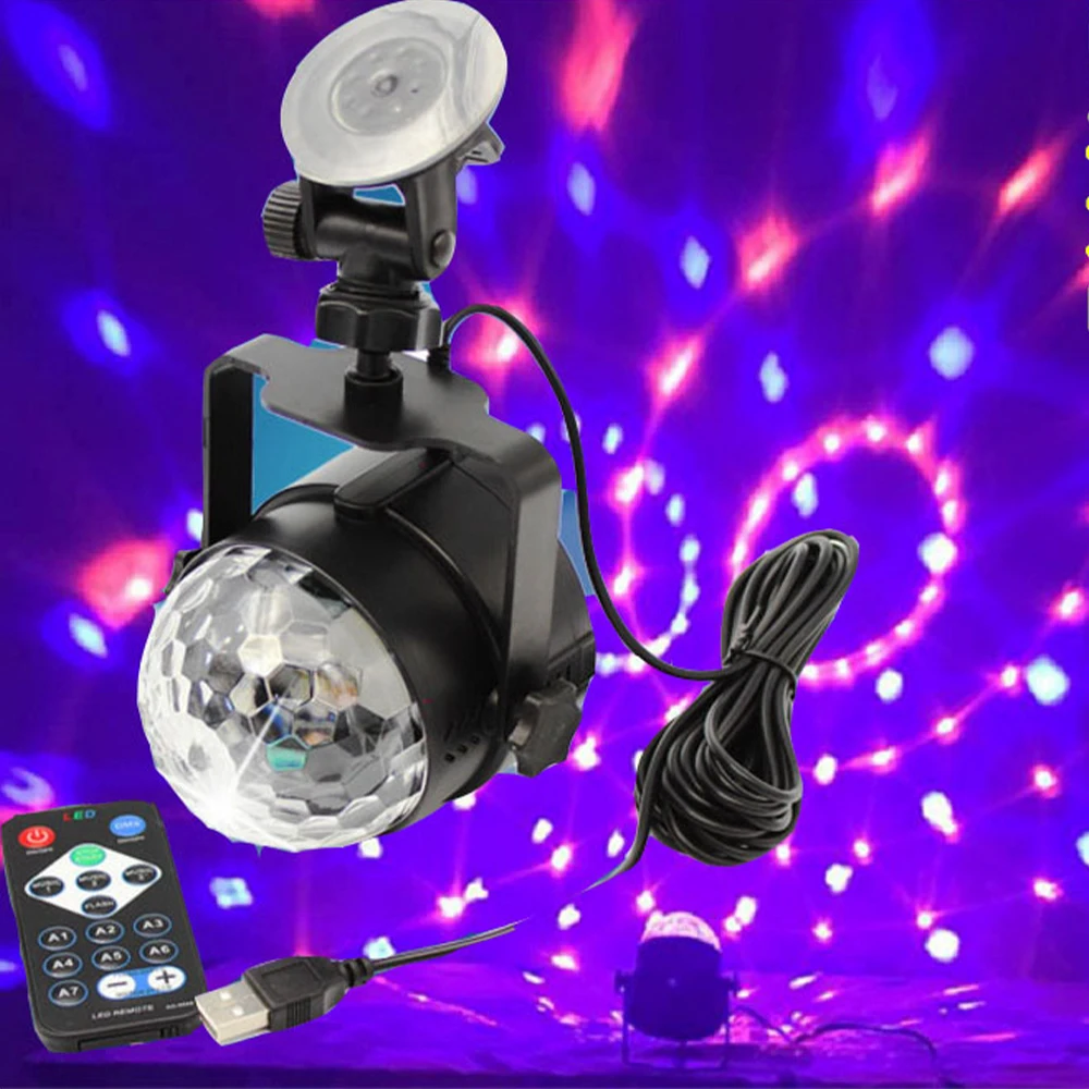 USB Crystal Magic ball light voice control rotary  car stage light KTV bar atmosphere light