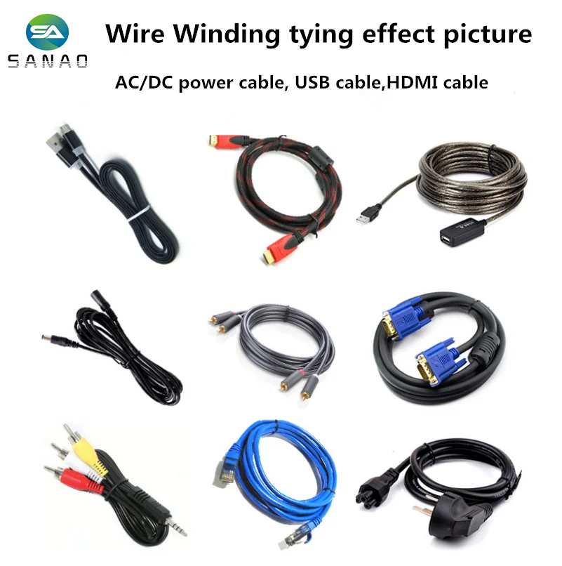 Hot sale Flat Noodle USB Serial data transfer cable winding machine usb charging wire coiler equipment SA-F01