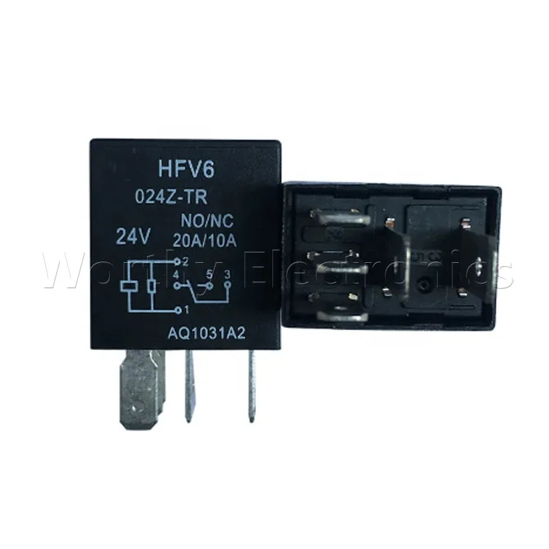 Electronic component automobile relay 12V/24VDC 20A 5PIN DIP HFV6/024Z-TR relay module