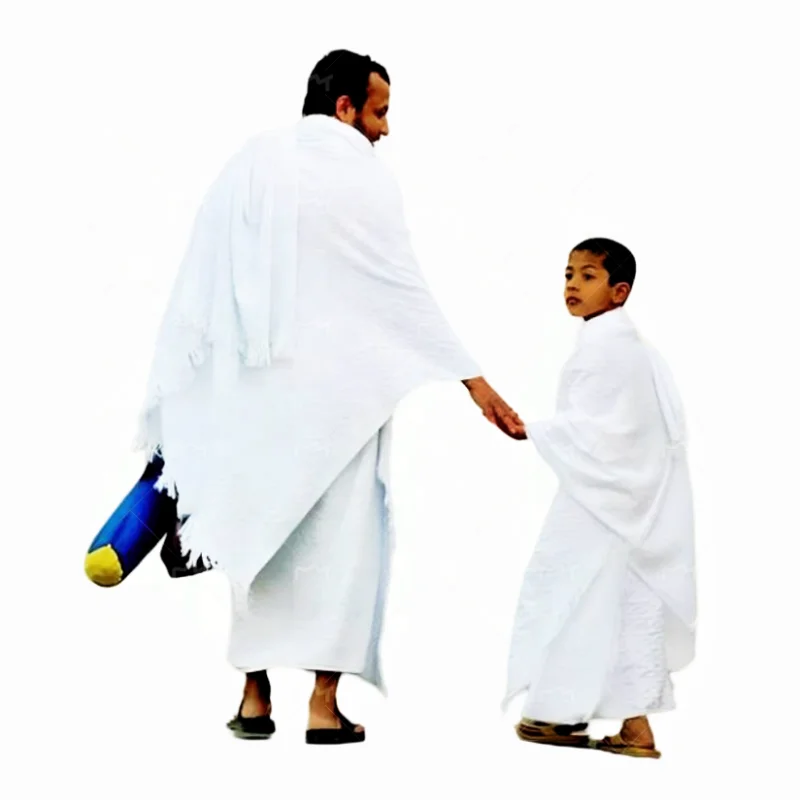 Wholesale Ahram Towel 100% Polyester 105*210 CM Ihram Ehram Ahram for Men White Woven Jacquard OEM Rectangle Towel Set QUICK-DRY