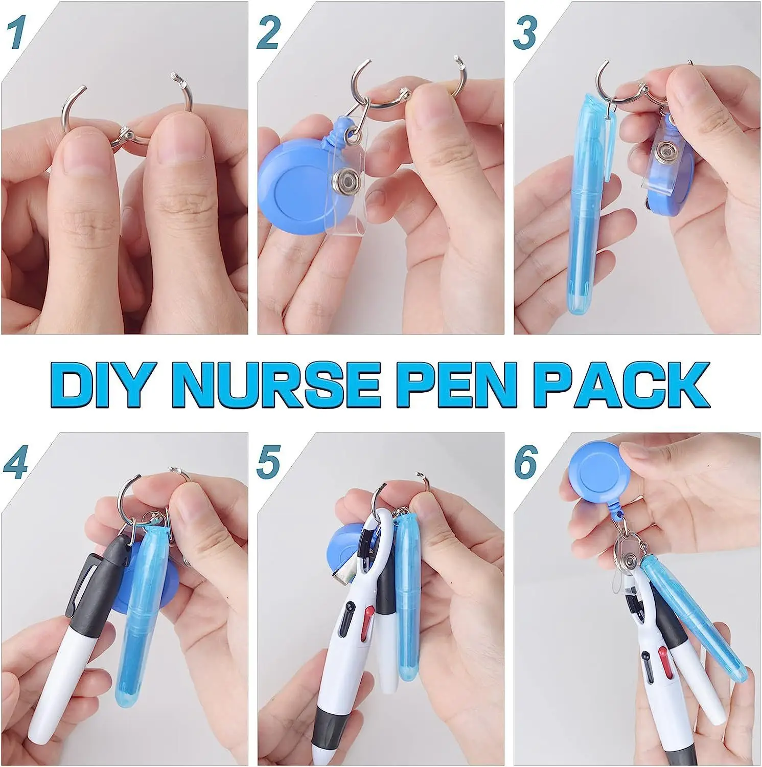 Wholesale Mini Highlighter Retractable With Keychain Clip Permanent Highlighter Pen Set For Nurse