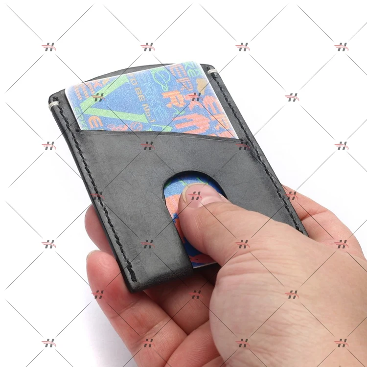 
2021 New Design Imported Vegetable Tanned Leather Super Slim RFID ID Card Holder 