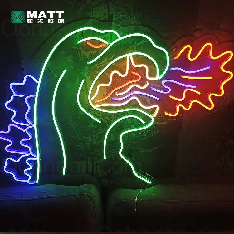 Matt Personalized Godzilla Neon Sign Anime Fire Dragon Led Night Lights for Room Decor Custom Neon Sign for Kids Room Wall Decor