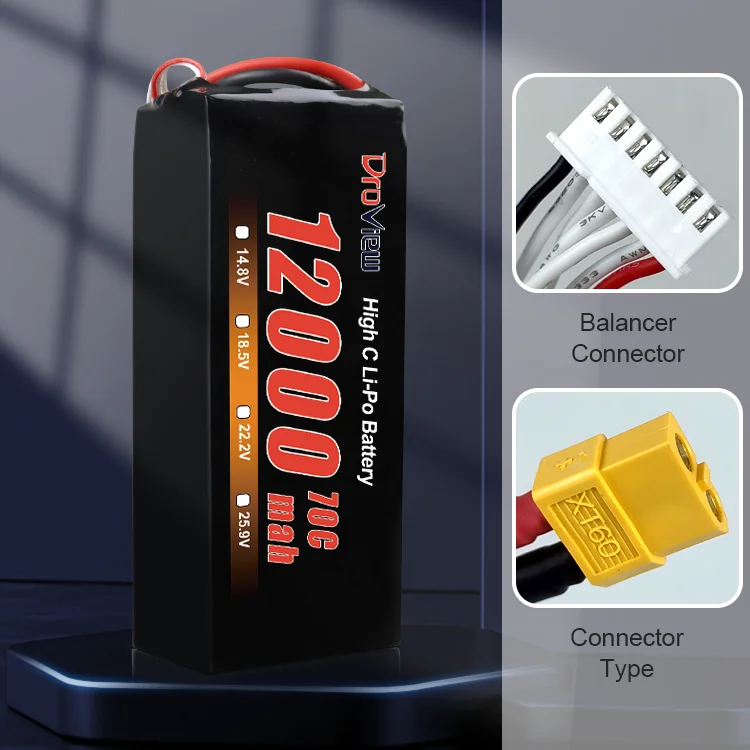 High Capacity  LIPO Battery  12000mah 6S1P 6S2P 6S3P  22.2V 70C  li-polymer lithium fpv 6s1p 22.2V FPV battery  For RC UVA Drone