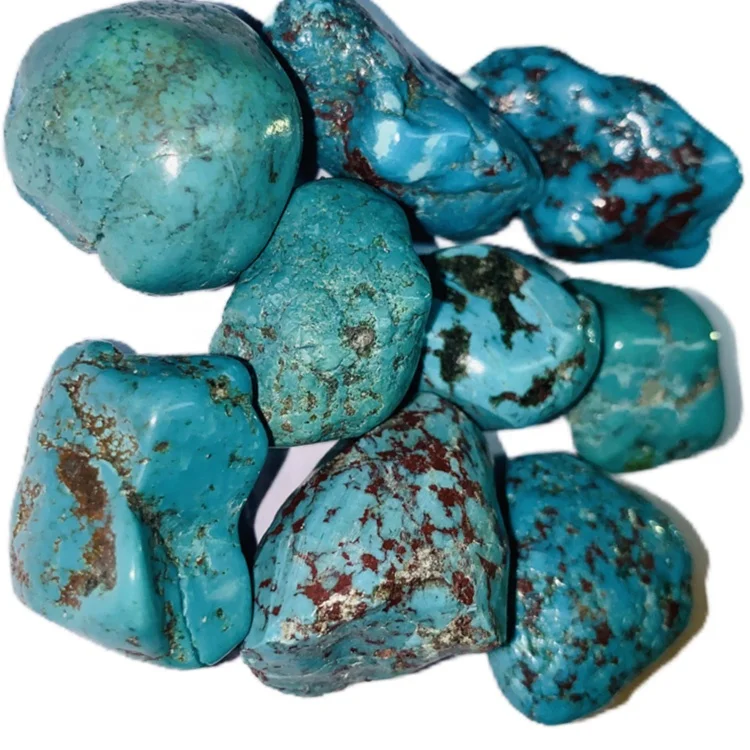 Turquoise Blue Stones with Dark Veins Blue Beads Large Chunky
