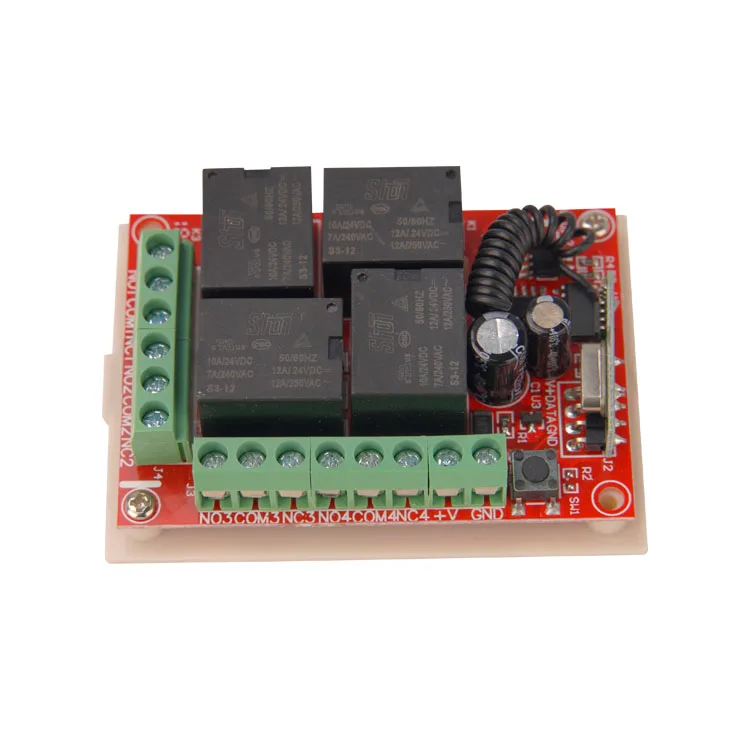 Wireless four channel controller learning 315MHz / 433MHz remote control switch 12V