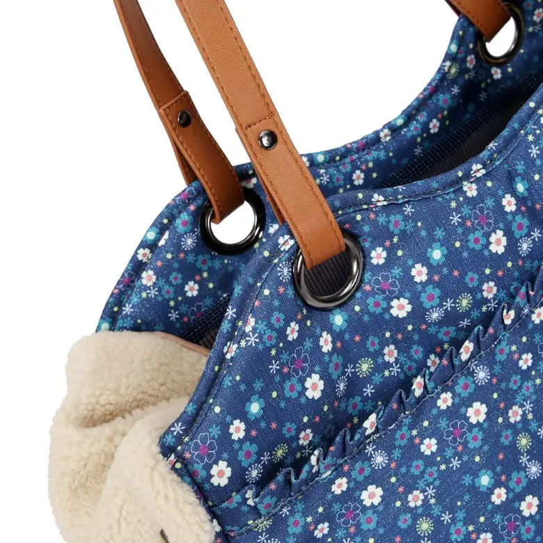 Foldable dog carrier purse pet travel tote bag breathable printing shoulder walking cat bag