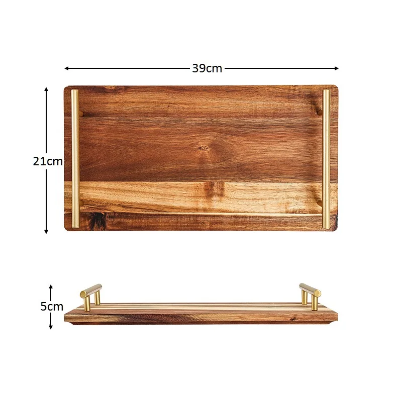 Rustic Christmas Cookie  Wood Serving Tray with Handles Coffee Serving Tray Rectangle Nordic Ottoman Serving Tray Household