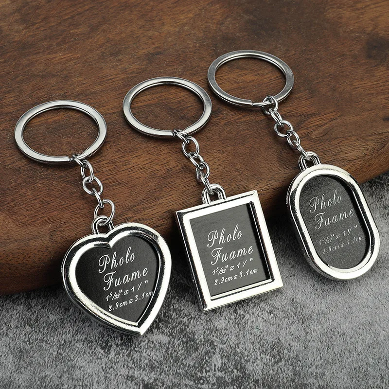 Personalized DIY Mini Photo Key chainS Blank Picture Frame Key Rings Photo Frame Keychain Metal Custom Logo Sublimation Keychain