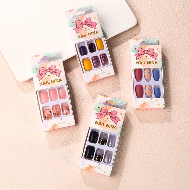 Оптовая продажа 16 видов дизайна, 24 шт./кор. ногтей Mix Размер удлиненный гроб балетки накладные ногати искусственные накладные ногти