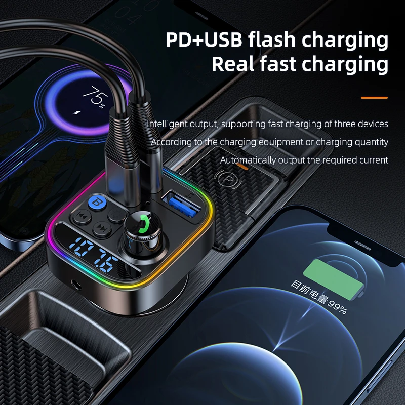 Fast Charging Dual USB Car Mobile Phone Charger Fm Transmitter Car MP3 Player car android player T18
