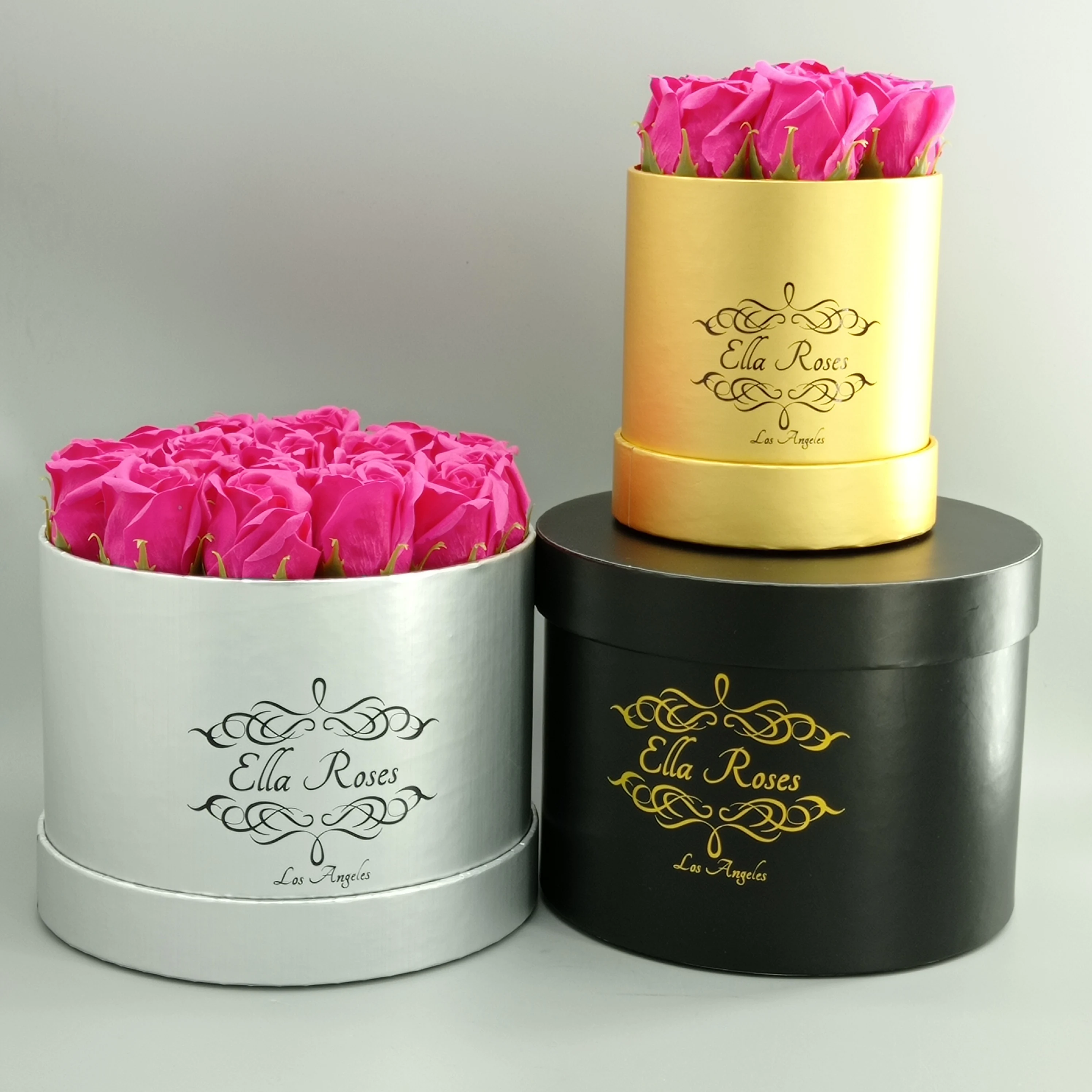 Custom logo paper gift round box Dad Mum flower florist box packaging ,cajas para flores