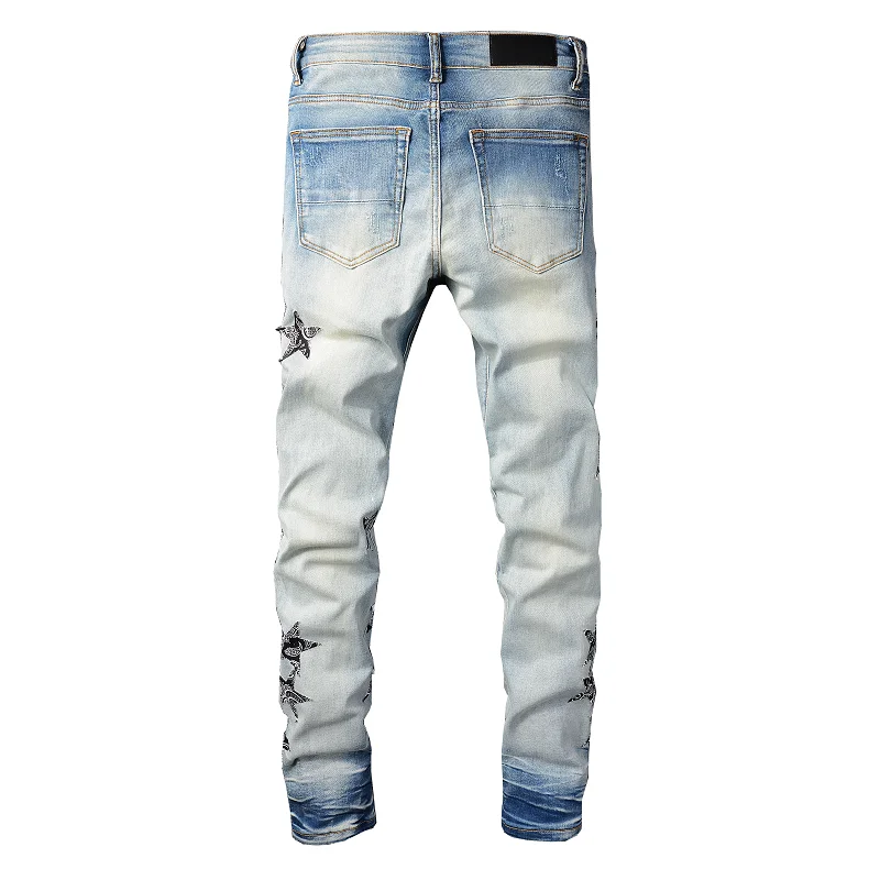 Rts For 825 Dropshipping high street tapered wholesale mens ripped jeans