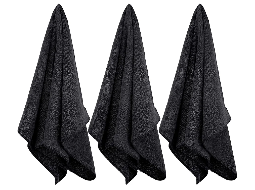 Microfiber Car Wash cloth black color microfibre cleaning rags  Premium Microfiber cleaning toalla  350GSM 16 in.x 16 in.