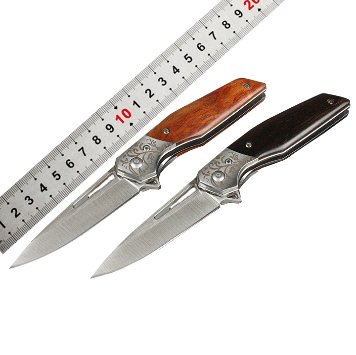 OEM High quality camping hunting wood pocket folding tactical knife survival tool knives wholesale