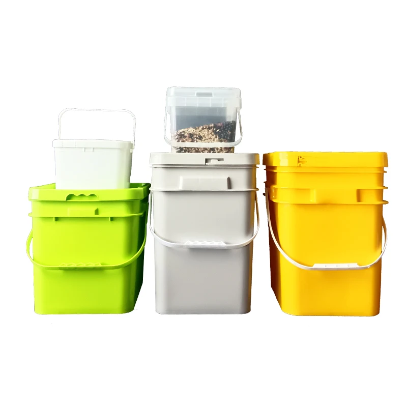 Wholesale 2L 3L 4L Square Buckets Food Grade Plastic Buckets With Lid Printing Logo grains bucket