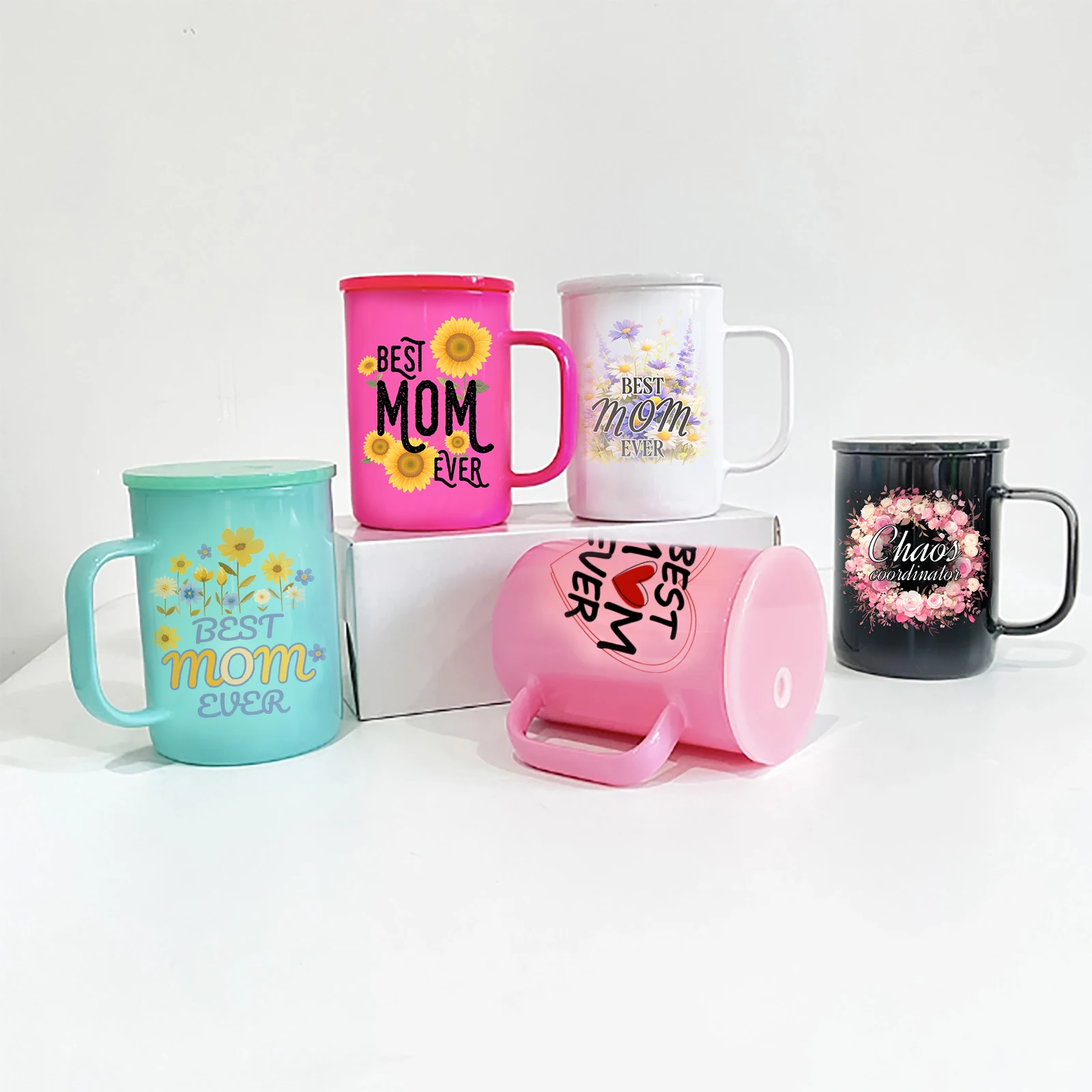 Hot sale jelly cup with lids glass drinking bottle 17oz sublimation ice-cream colors glass can beer coffee mug jar with handle