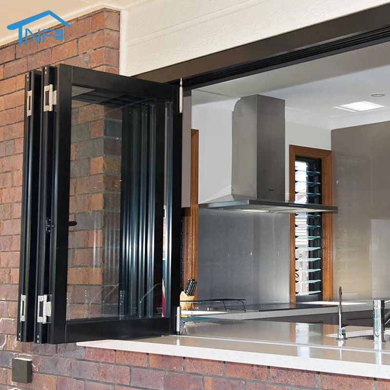 Slim frame frameless aluminium bi fold bi-folding folding glass window