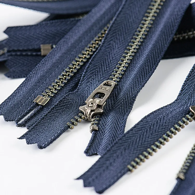 YKK Metal Jeans Zipper antique silver teeth color Y-type custom length