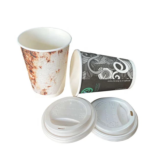 Food grade disposable take away black white pla coffee paper cup lids paper cup cover lid pla lid plastic