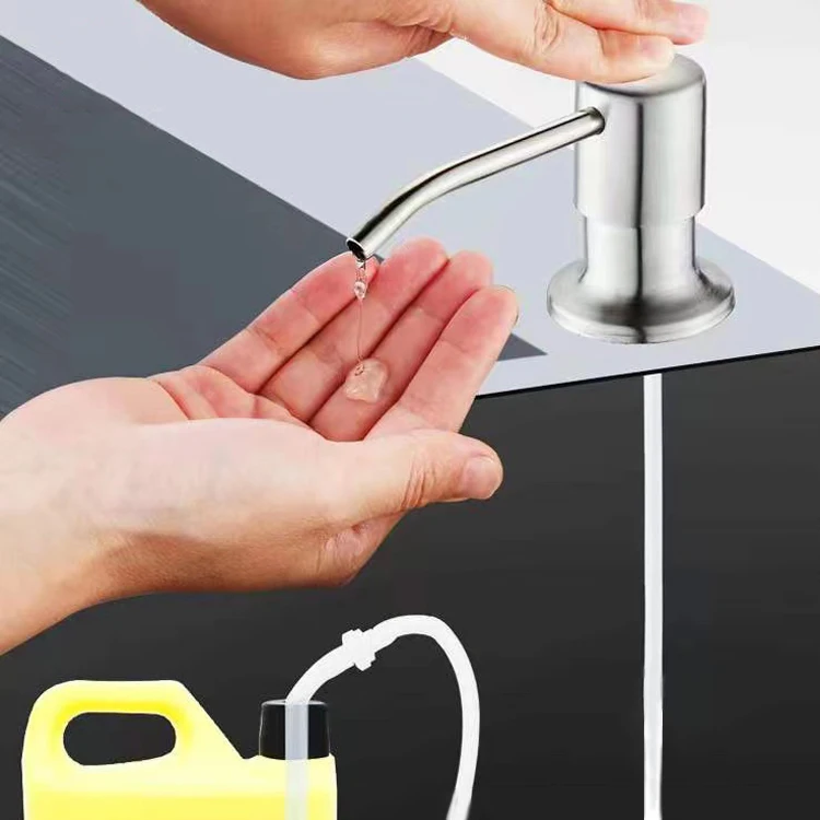 Hotel Kitchen Sink Stainless Steel Liquid Soap Dispenser Hand Sanitizer Manual Black  Soap Dispenser