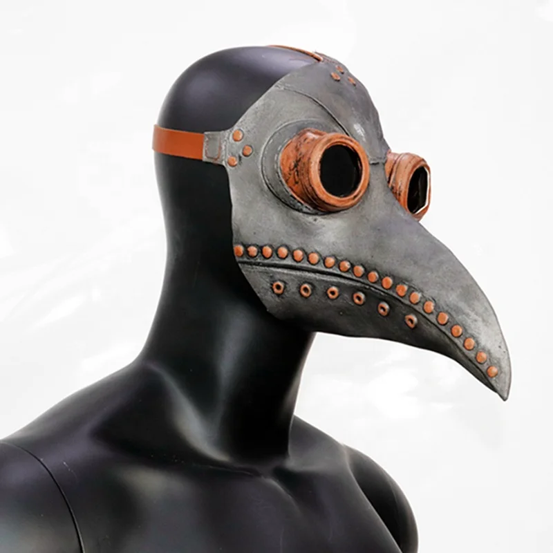 Halloween Vintage Long Nose Side Birdman Full Face Mask Steampunk Party Supplies, Horror Props Masquerade Medieval Plague Doctor