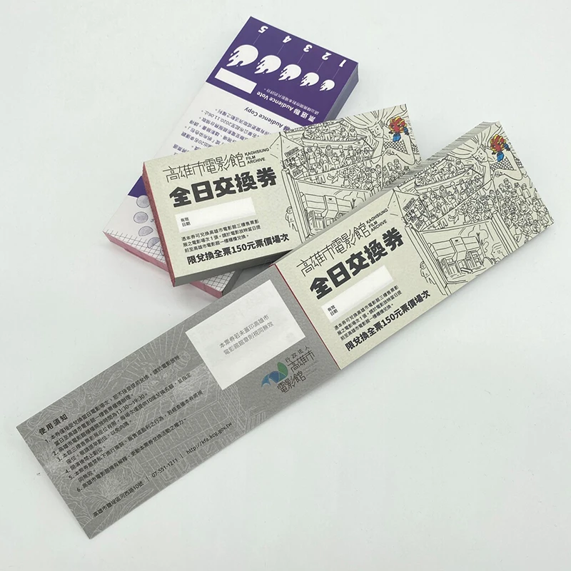 Custom Product Service Packaging & Paper Paperboard Customized And Logo Printing Tickets