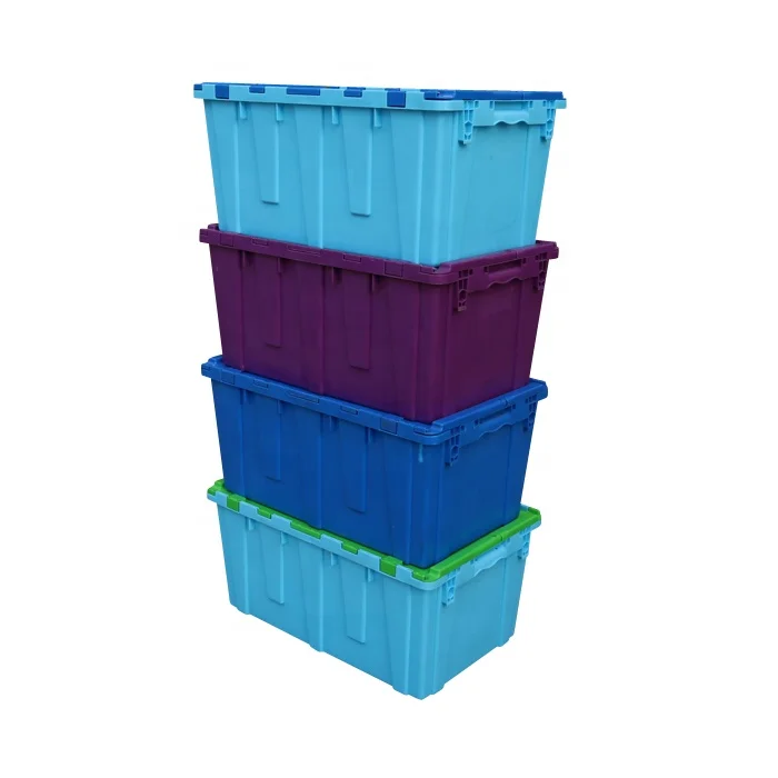 QS Euro Solid Heavy Duty Custom Nesting Saving Space Plastic Stackable Storage Bins Packaging Boxes Crate with Lids for