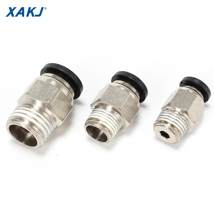 
XAKJ PC Male BSPT Thread Straight Nickle-plated Brass One-touch Quick Connect Pneumatic Fittings PC12-04 