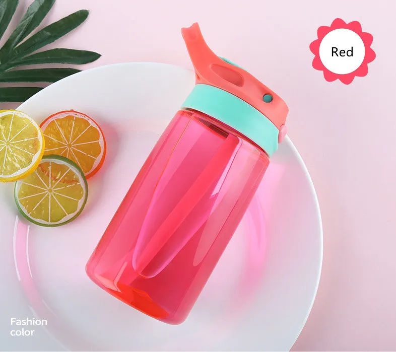 New 500ml Bpa Free kids Clear Plastic Water Bottle With Straw Drinking Children Drink School Cute Giant Water Bottle For Kids