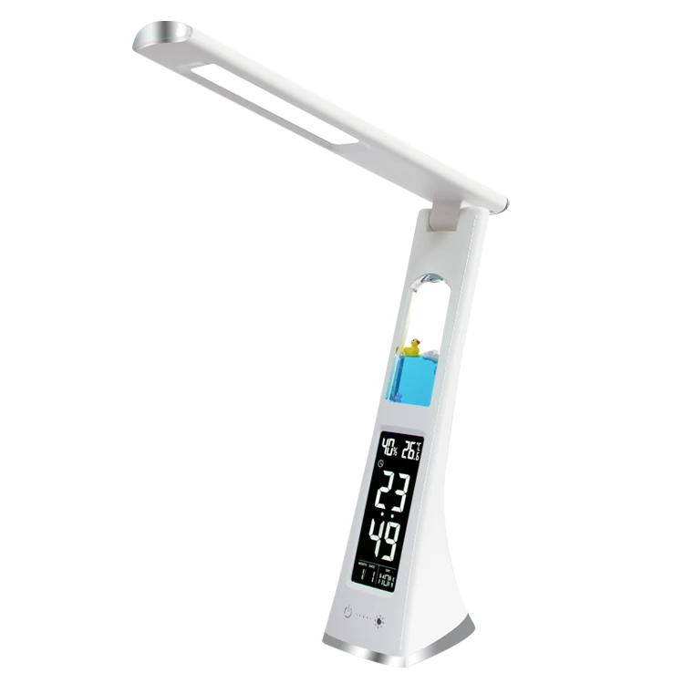 Portable table led light lamp clock lcd display screen calendar battery rechargeable desk reading lamps with cartoon animal