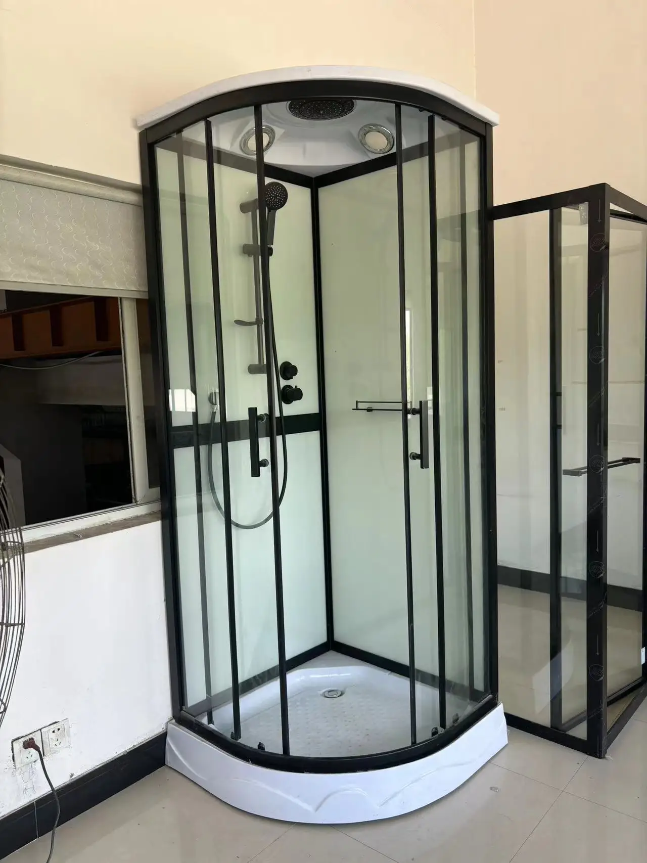 Modern Double Sliding Door Bathroom Shower Square Aluminum Alloy with Clear Tempered Glass Waterproof Design