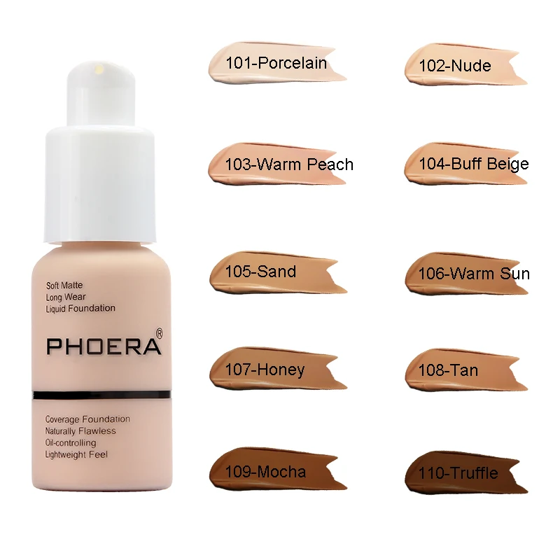 Phoera Matte Foundation Waterproof Foundation for Dark Skin Full Coverage Foundation Makeup