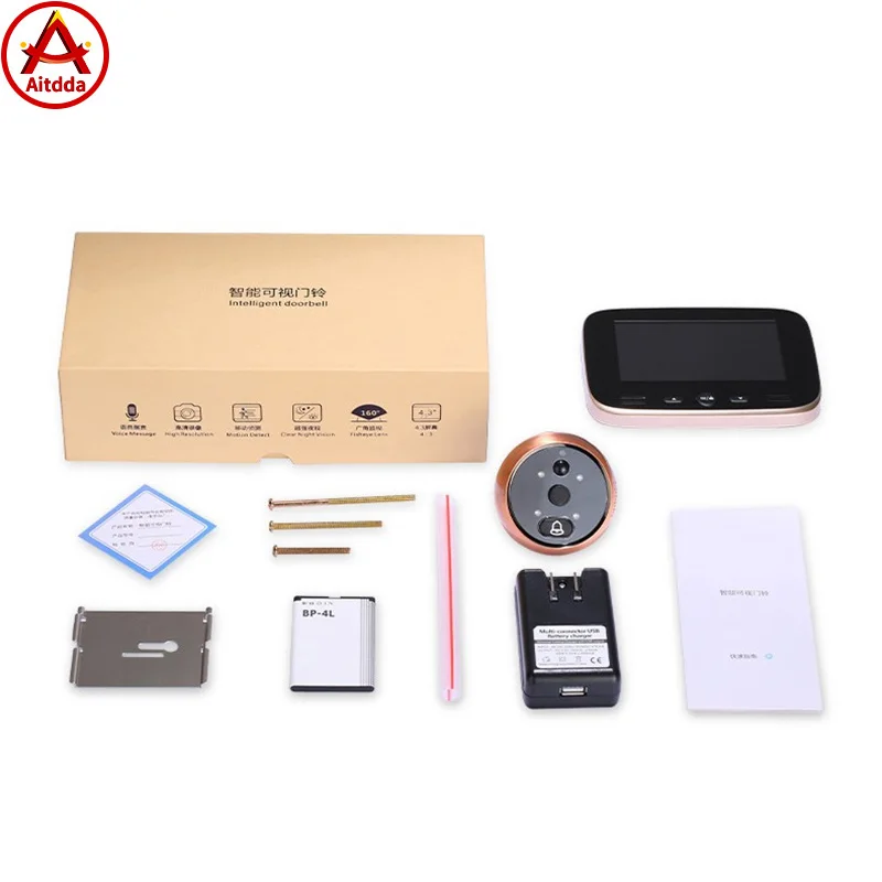 Aitdda ATD-N84MY 4.3 inch Screen 2.0MP Security Camera No Disturb Peephole Viewer Doorbell Support 32GTF Card and Night Vision
