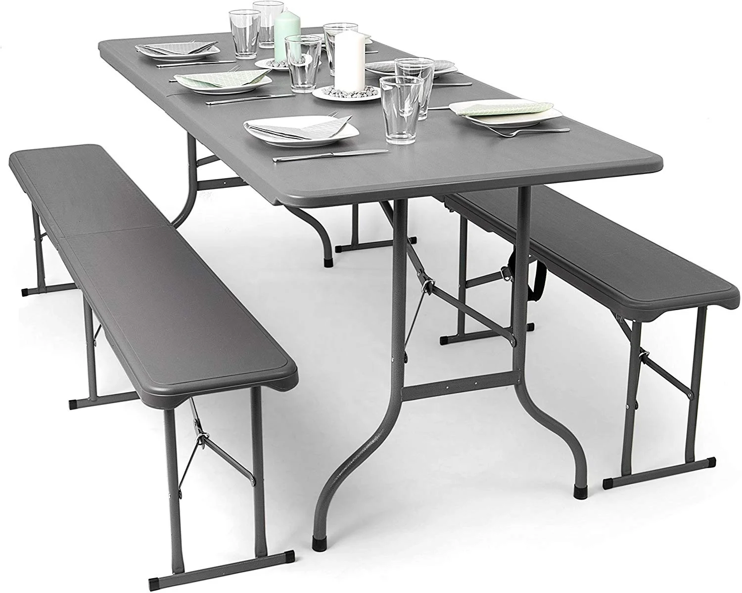 Outdoor Master Garden Furniture Set in Anthracite  Picnic Table Set Plastic Beer Bench