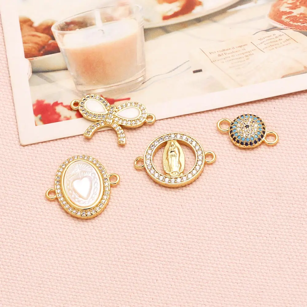 ASJEWELRY белый ракушка девственная Мария шармы для изготовления ювелирных изделий поставки позолоченный бант дьявольский глаз Подвески 2411 chma290