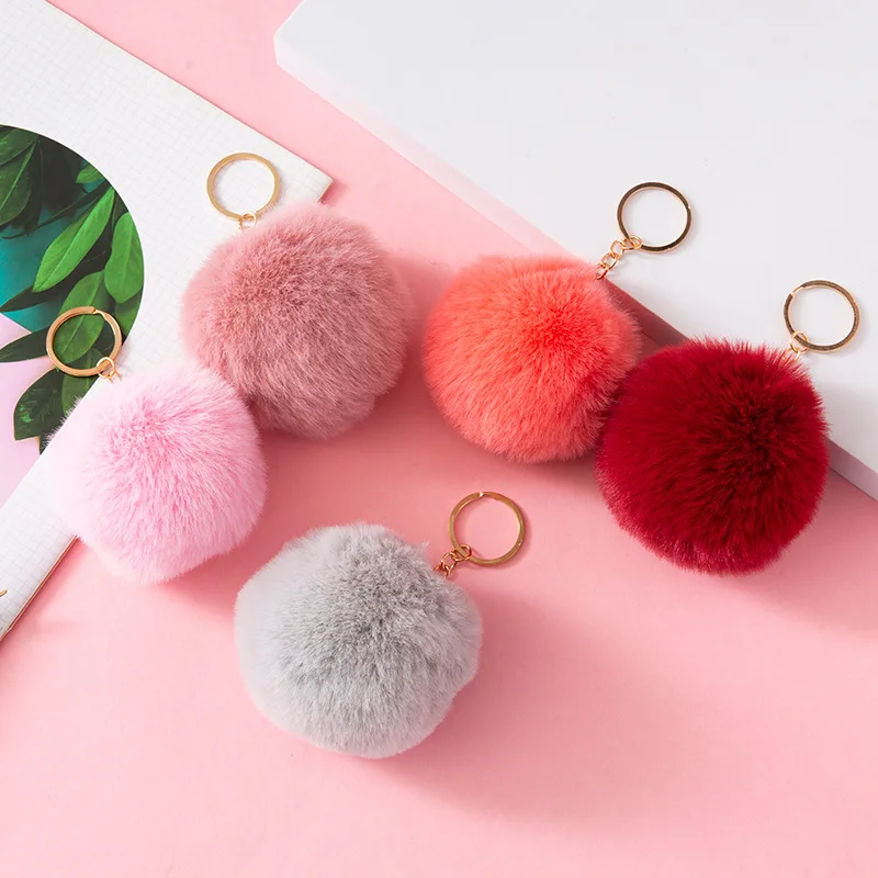 Fur Ball Keychains Pompom Puff With Balls Bulk Faux Fluffy Furry Keychain Accessories For Women And Girls