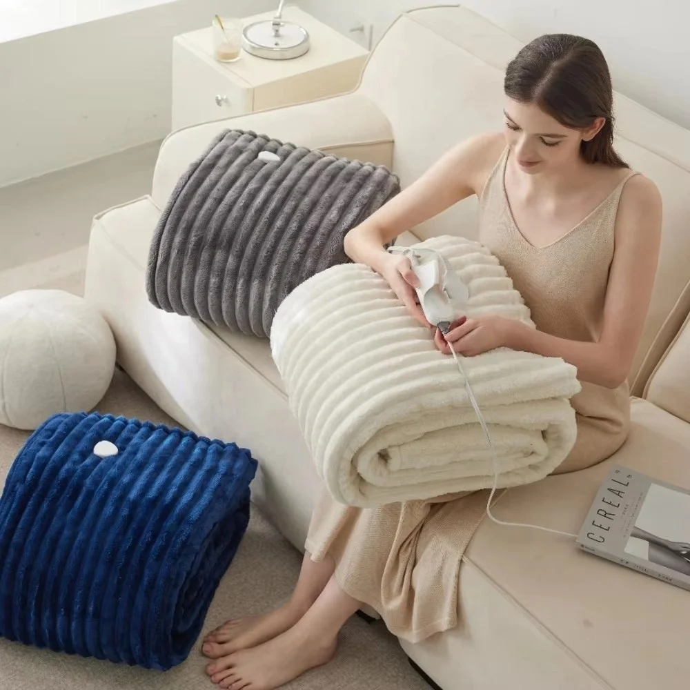 Fast Heating Tufted cold Flannel fleece Sherpa ElectricThrow Heating pad Heated Blanket with ETL Certification