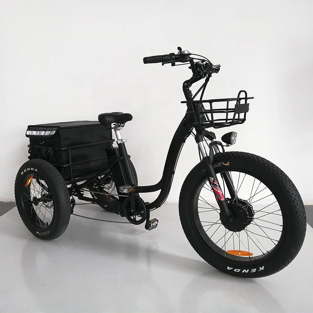cargo three wheel electric bicycle bike fat tire motor 500w electric tricycle fat tyre 3 wheel electric mountainbike