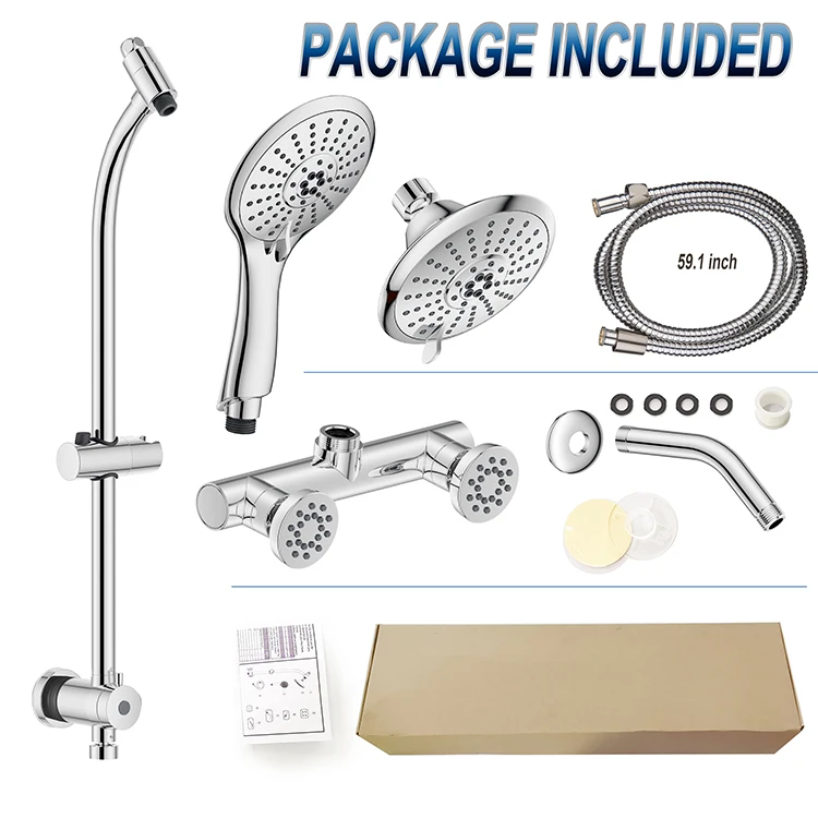 Luxury Shower System 5 Functions Hand Shower with Sliding Bar