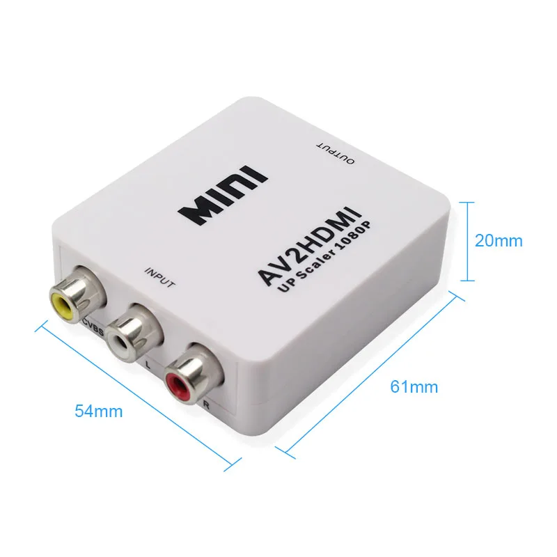 Адаптер преобразователь Full HD «штырь-гнездо» RCA AV в HDMI-совместимый Преобразователь мини композитный CVBS HDMI AV2HDMI