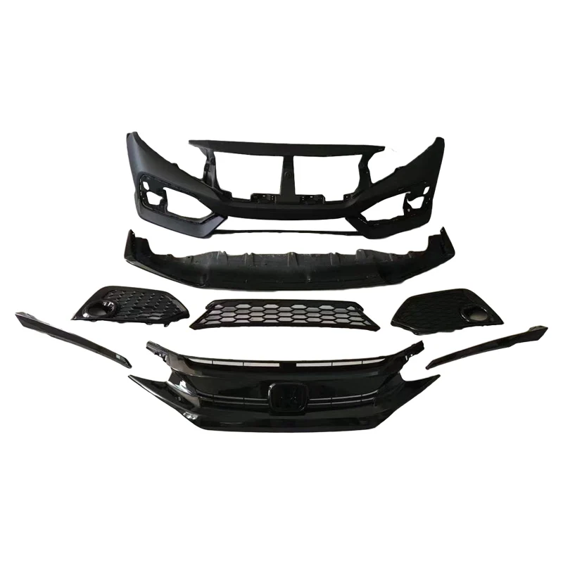 Car PP Body kits for Civic 2016-2020 Update SI Front Facelift Front and Rear Bumper Guard