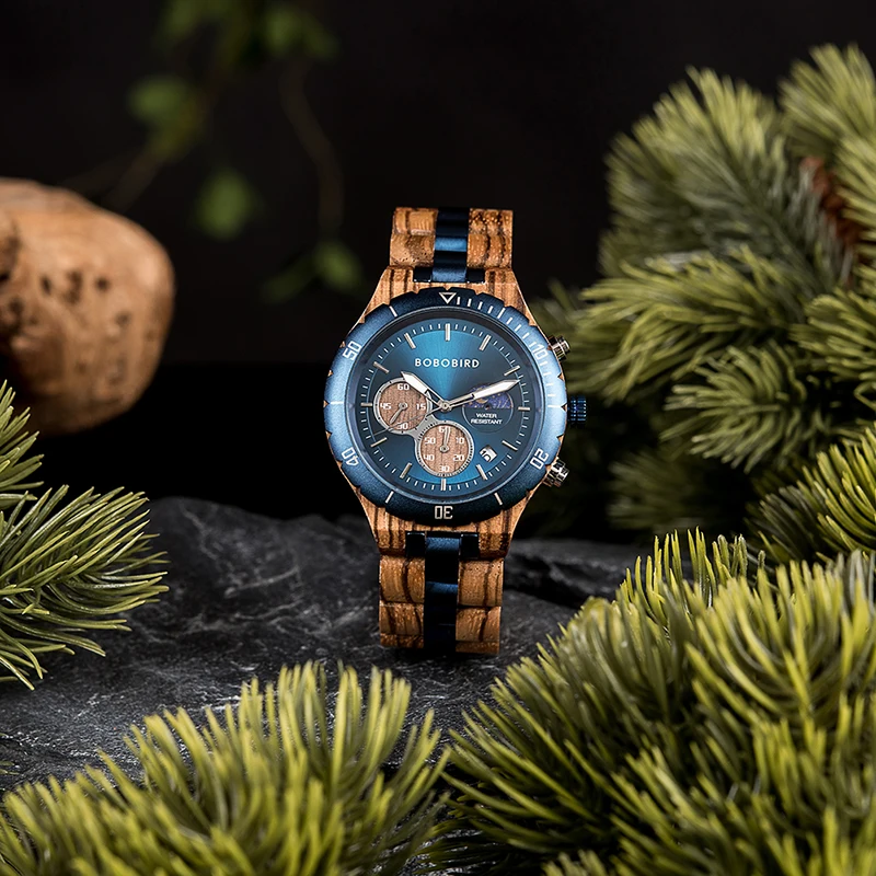 High Grade Classic Dress Chronograph Wood Watch Customizable Low MOQ for Men for Stocking Season Wholesale and Dropshipping