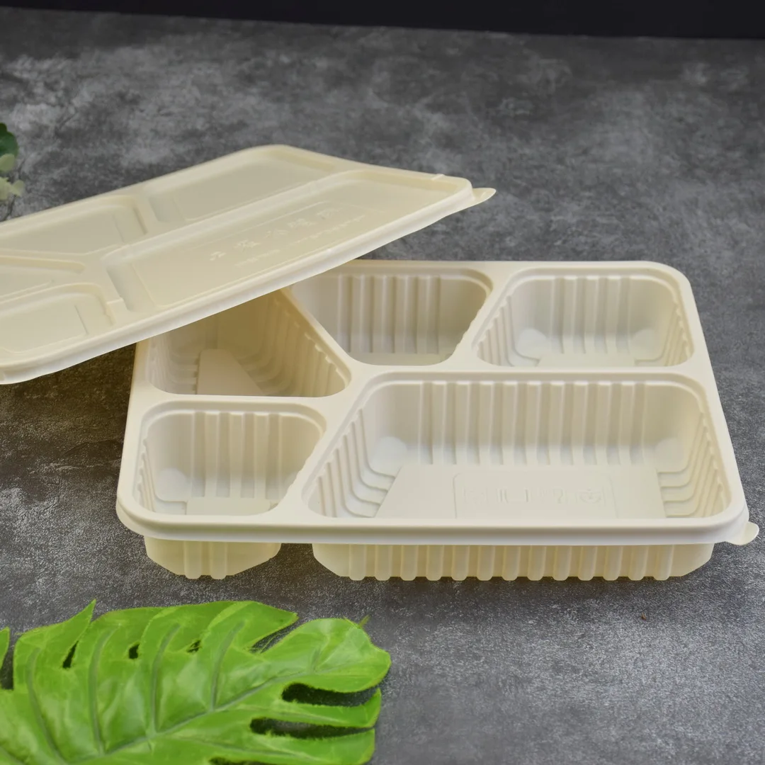 5 compartment eco friendly biodegradable disposable cornstarch corn starch  take away fast  food container