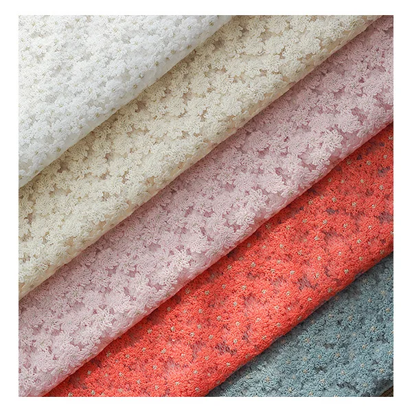 Цветочный узор жаккардовая сетчатая ткань с вышивкой кружевная ткань для модной ткани